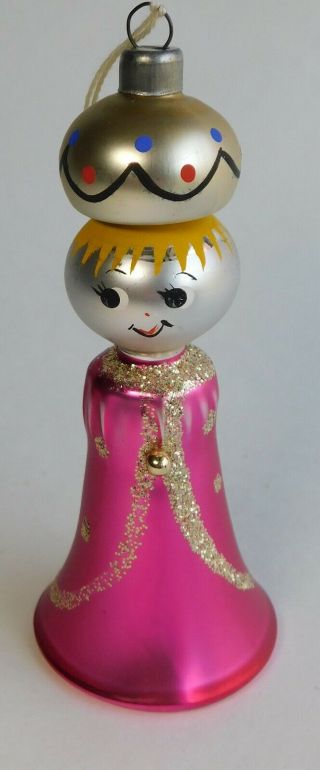 Vintage Hand Blown Mercury Glass Figural Queen Christmas Ornament 2