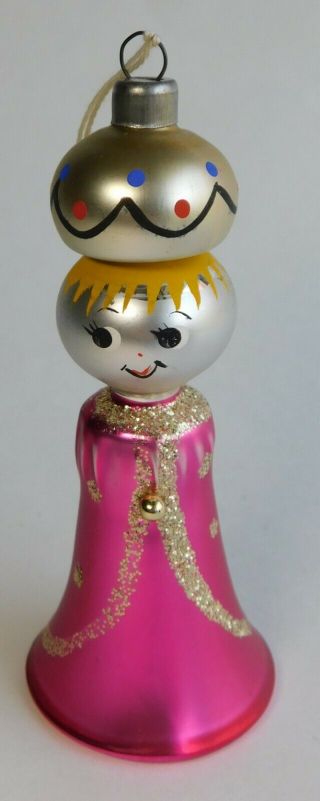 Vintage Hand Blown Mercury Glass Figural Queen Christmas Ornament 3