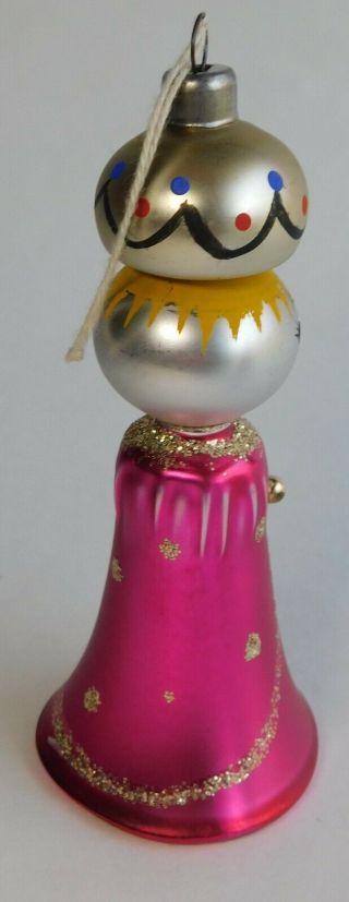 Vintage Hand Blown Mercury Glass Figural Queen Christmas Ornament 4