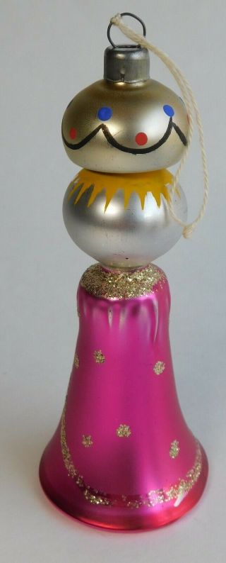 Vintage Hand Blown Mercury Glass Figural Queen Christmas Ornament 5
