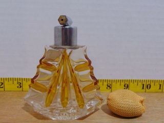 Art Deco Echt Bleikristall Gepresst Perfume Atomizer Amber & Clear Lead Crystal 4