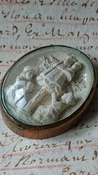 Antique French Carved Religious Diorama C1850