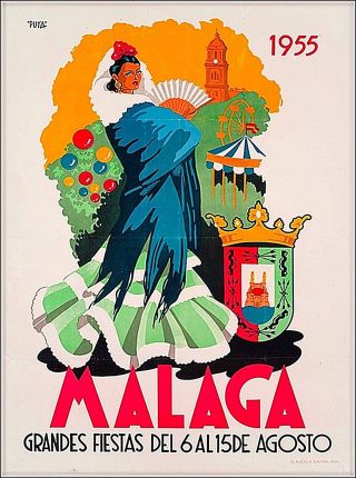 1955 Malaga Spain Vintage Spanish Travel Wall Decor Advertisement Poster Print