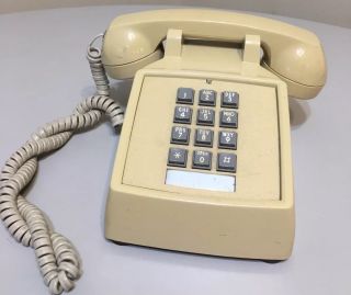 Vintage Gte Push Button Touch Tone Desk Phone Beige /tan