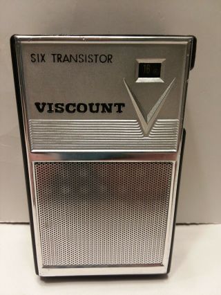Vintage Viscount Six Transistor Radio Does Work With Case Model 616