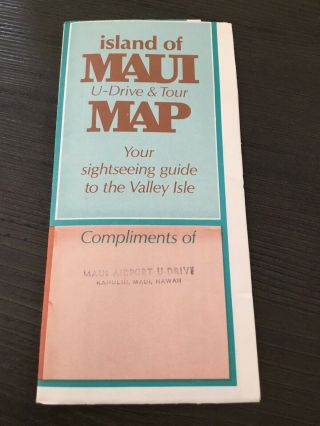 Vintage 1971 Island Of Maui U - Drive & Tour Map.