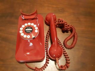 Vintage Telephone Grand Wall Phone Red Retro Pottery Barn 80s Push Button Rotary
