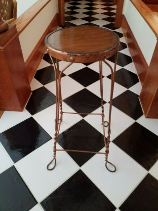 Vtg Antique Ice Cream Parlor Stool Twisted Legs 29 "