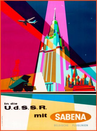 Russia Ussr Sabena Airlines Vintage Travel Advertisement Art Poster Print
