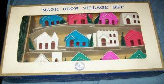 Vintage Sears Roebuck & Company Christmas Magic Glow Village Set W/ Lights Rare