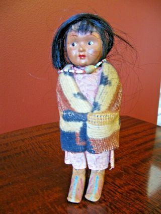 Vintage Skookum Bully Good Native American Indian Doll Necklace Woman Tag