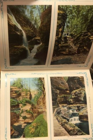 Vtg Curt Teich Watkins Glen NY Linen Souvenir Postcard Booklet Envelope Scenic 3