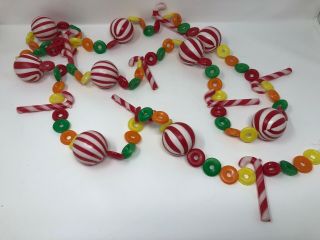 Vintage Christmas Tree Garland Plastic Candy Cane Rings 8 Feet