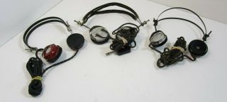 3 X Vintage Telegraph Radio Headphones Headsets C.  Brandes,  Newcomb,  Cannon Ball