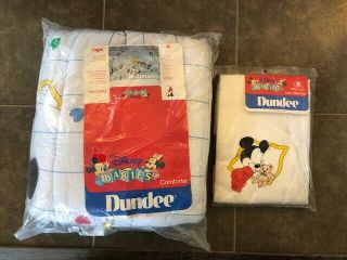 1984 Vintage Disney Baby Mickey Mouse Minnie Crib Blanket Comforter And Crib Bla