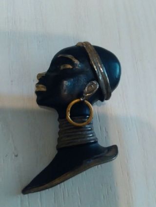 Antique Rare Old Black Americana Face Metal Brooch Pin Tribal Ethnic Argentina