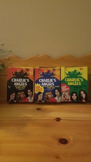 1977 Topps Charlies Angels Trading Card Series 1,  2 & 4 Empty Display Boxes