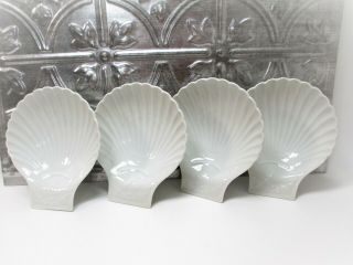 Apilco White Shell Dish (set Of 4) Classic Whiteware Clam Shaped 6 " Bowl