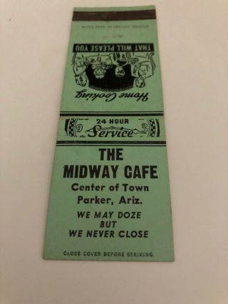 Vintage Matchbook Cover The Midway Cafe Parker Arizona