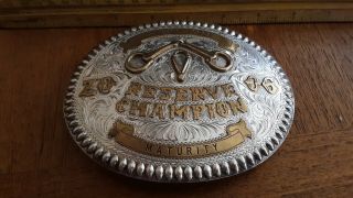 Vintage Victor Silver Overlay Trophy Belt Buckle 2006 Reserve Champion Large