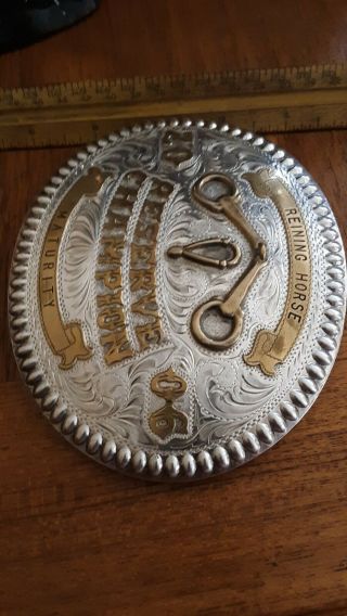 Vintage Victor Silver Overlay Trophy Belt Buckle 2006 Reserve Champion Large 2