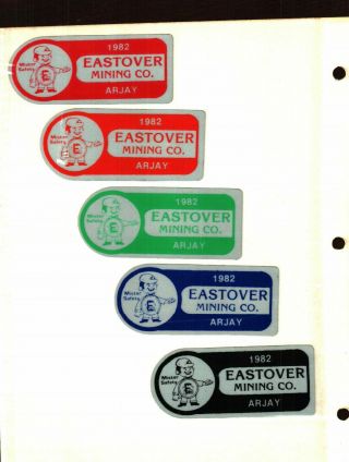 Rare Set Of 5 Virginia Eastover Mining Coal Co.  Coal Mining Stickers 915
