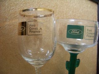 Two Ford Consumer Finance Stemware Glasses Cactus Stem Glass Cocktail Marguarita