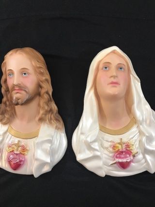 Jesus And Mary Religous Wall Hanging 3d Vintage 10 In Plaque A Nuti 1949