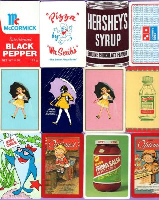 12 Single Swap Playing Cards Food Ads Pepper Salt Pizza Tuna Fish Some Vintage