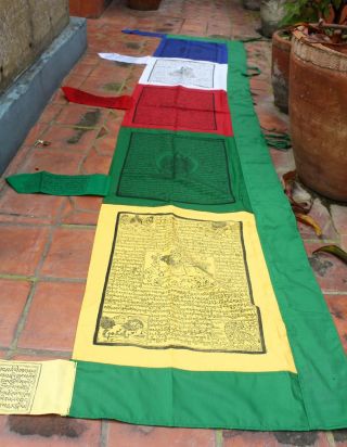 Traditional Buddhist Vertical Prayer Flags,  Darchog Tibet Flags