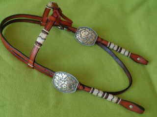 Gorgeous Champion Turf Braided Show Headstall Bridle Huge 3 " Sterling Buckles Nr
