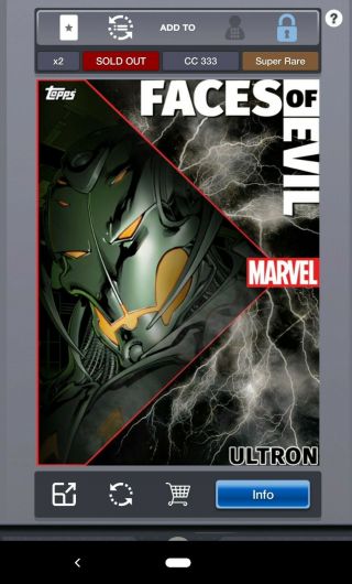 Topps Marvel Collect Faces Of Evil Foe Ultron Motion Weekly Set - Week 1
