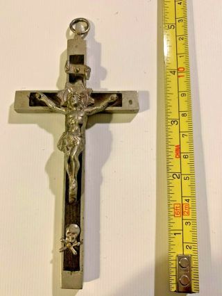 Gorgeous Antique Pectoral Cross Priest Nuns Crucifix W/ Skull & Crossbones - 5