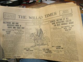 1933 Willard Ohio Newspaper Baltimore & Ohio B&o Railroad Yard United Bank Horse