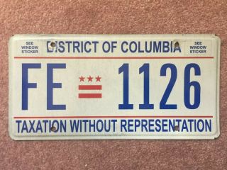 Washington Dc Taxation License Plate Tag - Fe 1126 District Of Columbia