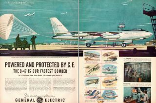 1952 Vintage Aircraft Ad Ge Jet Engines Power Boeing B - 47 Stratojet 2 Pgs 062119