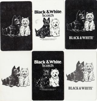 6 Playing Swap Cards Black & White Scotch Whisky Scottie & Westie Terrier Dogs