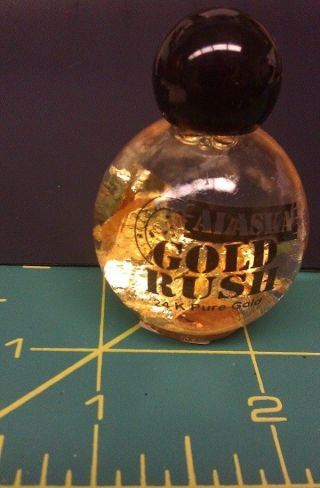 Round Vial Of Real 24k Gold Flakes - Gold Rush Alaska - Gold Flakes In Liquid