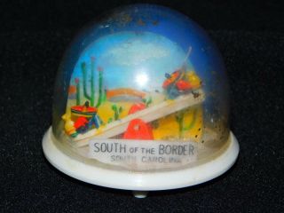 Vintage 1960s South Of The Border Sc Snow Globe Dome Souvenir Sombrero See - Saw