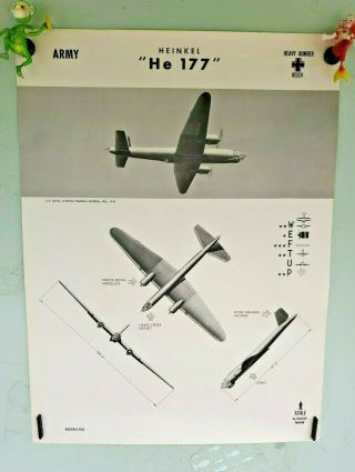 Ww2 Aircraft Recognition Poster,  German Reich Heinkel He - 177 Heavy Bomber