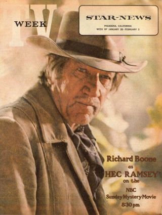 1973 Pasadena,  Ca Tv Week Guide Richard Boone Hec Ramsey Edgar Winter