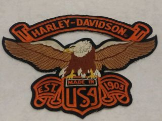 Harley Davidson Large Vintage Eagle Patch Made In Usa Pre - Owned Distressed Look