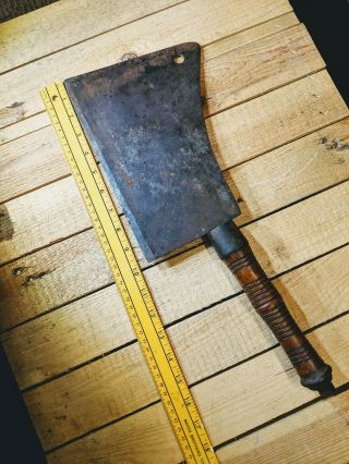 Vintage Large Meat Clever Butcher Knife With Large Pot Master Blade
