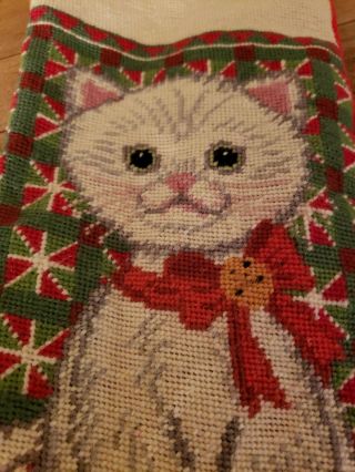 Needlepoint Kitty Cat Kitten Christmas Stocking 2