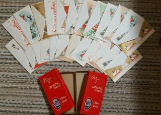 Vintage Prize Greeting Cards Octavia Walton In Boxes 24 - Xmas Holiday
