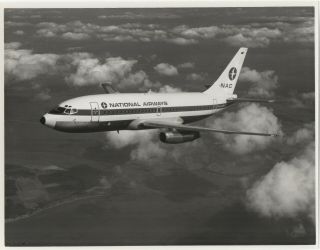 Large Vintage Photo - Zealand National Airways B737 In - Flight