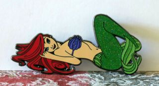 Disney Fantasy Pin Ariel Sunbathing Le 50 Jumbo 3 1/2 " Little Mermaid Glitter
