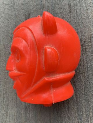 Vtg 60s Blow Mold Plastic Devil Head Satan Halloween Toy Decoration