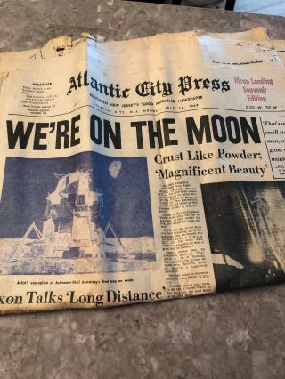 Men Walk On Moon July 21,  1969 Newspaper Ac Press