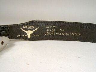 RESISTOL WESTERN BRAIDED COWBOY BELT 34/85 Leather Conchos Engraved Buckle 5